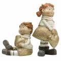 Floristik24 Figurines décoratives petit frère et soeur or, paillettes 10 / 6,5cm lot de 2