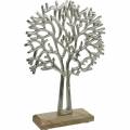 Floristik24 Arbre décoratif en hêtre argenté, silhouette d&#39;arbre en métal, arbre décoratif sur bois de manguier