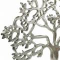 Floristik24 Arbre en métal, hêtre décoratif sur socle en bois, décoration en métal argenté, arbre de vie, bois de manguier