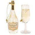 Ensemble pendentif bouteille et verre à champagne, décoration de sapin de Noël, 14 cm, 2 pièces | Floristik24.be