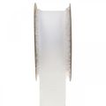Floristik24 Ruban mousseline ruban tissu blanc avec franges 40mm 15m