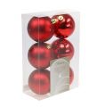 Floristik24 Boules de sapin de Noël en plastique rouge 8cm 6pcs