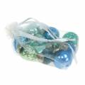 Floristik24 Mini mélange de décorations d&#39;arbre fruits d&#39;automne et boules bleu/vert, argent véritable verre 3,4–4,4cm 10pcs