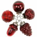 Floristik24 Mini décoration d&#39;arbre mélange fruits d&#39;automne et boules rouge, argent véritable verre 3.4–4.4cm 10pcs