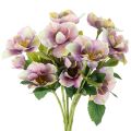 Floristik24 Bouquet de roses artificielles de Noël à fleurs violettes, 35 cm, 6 pièces