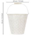 Seau décoratif blanchi à la chaux, avec anse, Ø 20,5 cm, pot de fleurs décoratif en métal | Floristik24.be