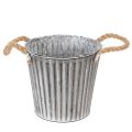Floristik24 Pot décoratif pour plantation, pot en métal avec anses, décoration en métal style shabby chic Ø 21,5 cm