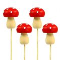 Floristik24 Bouchon champignon champignon décoratif rouge 3.5cm L30cm 12pcs