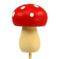 Floristik24 Bouchon champignon champignon décoratif rouge 3.5cm L30cm 12pcs