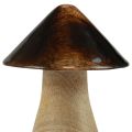 Champignon décoratif champignon en bois effet brillant marron naturel Ø7,5cm H10cm