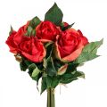 Floristik24 Bouquet de roses déco fleurs artificielles roses rouges H30cm 8pcs