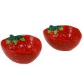 Floristik24 Bol décoratif bol en céramique de fraises rouge 12,5×15,5cm 2pcs