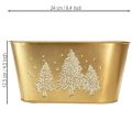 Bol ovale décoratif, cache-pot en forme de sapin de Noël, doré, 24 × 13 × 12,5 cm | Floristik24.be