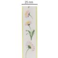 Ruban cadeau à motif floral Bellis, idéal pour les loisirs créatifs et l'emballage, 25 mm x 20 m | Floristik24.be