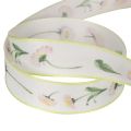 Ruban cadeau à motif floral Bellis, idéal pour les loisirs créatifs et l'emballage, 25 mm x 20 m | Floristik24.be