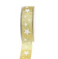 Floristik24 Ruban déco or avec motif étoile 25mm 20m