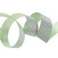 Floristik24 ruban décoratif vert clair avec mica 10mm 150m