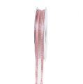 Floristik24 Ruban déco rose avec des bandes de lurex en argent 15mm 20m