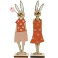 Floristik24 Figurine décorative lapin de Pâques orange, lapin en bois blanc Décoration de Pâques 6pcs