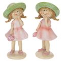 Floristik24 Figurines décoratives fille avec chapeau rose vert 6,5x5,5x14,5cm 2pcs
