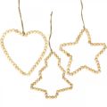 Floristik24 Perles décoratives Noël en bois coeur étoile arbre H13cm 6pcs