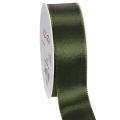 Floristik24 Ruban de satin pour emballage cadeau, ruban de taffetas, vert, 40 mm de large, 5 m de long