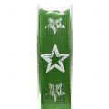 Floristik24 Ruban de décoration en jute avec motif étoile vert 40mm 15m