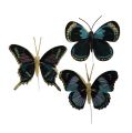Floristik24 Papillon en plumes sur fil noir assot. 8cm 6P