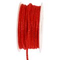 Floristik24 Fil de laine avec cordon en feutre rouge mica Ø5mm 33m