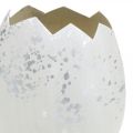 Floristik24 Oeuf déco, demi-oeuf à décorer, décoration de Pâques Ø10,5cm H14,5cm blanc, argent 3pcs
