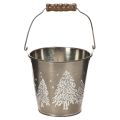 Floristik24 Seau décoratif avec sapins et poignée en bois, 13 cm