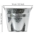 Seau Ø14 cm H12 cm, lot de 6. Zinc brillant. | Floristik24.be