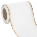 Floristik24 Ruban moiré élégant pour couronne, 125 mm, blanc avec bordure dorée - Ruban décoratif de haute qualité pour l'art floral et les célébrations
