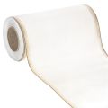 Floristik24 Ruban moiré élégant pour couronne, blanc 200 mm avec bordure nacrée dorée et finition spéciale, 25 m - Parfait pour les décorations et les fêtes