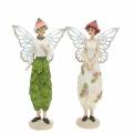 Floristik24 Figurine déco elfe couple elfe blanc, rose, vert H20cm 2pcs