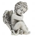 Floristik24 Figurine commémorative ange endormi gris 16cm 2pcs