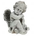 Floristik24 Figurine commémorative ange endormi gris 16cm 2pcs