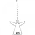 Floristik24 Photophore avec ange, décoration bougie à accrocher, métal argenté H20cm