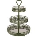 Floristik24 Présentoir à étages en métal vert, trois niveaux, décor sapin, rond, 49 cm