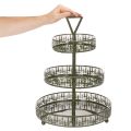 Présentoir à étages en métal vert, trois niveaux, décor sapin, rond, 49 cm | Floristik24.be