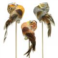 Floristik24 Bouchon déco hibou, décoration florale, hibou avec plumes H5,5cm 6pcs