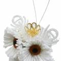 Floristik24 Chouette décorative avec couronne à suspendre blanc, paillettes 6,5 × 8cm 6pcs.