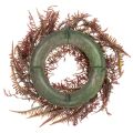 Couronne artificielle avec branches de fougère, décoration d'automne, 35 cm | Floristik24.be