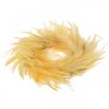 Floristik24 Couronne de plumes jaune petit Ø11cm vraies plumes décoration guirlande décoration pâques