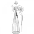 Floristik24 Fée des fleurs avec fleur, décoration printanière, lanterne en métal, fée des fleurs en métal blanc H40,5cm