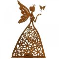 Floristik24 Lutin papillon, décoration de table printemps, photophore, décoration métal patiné H32,5cm Ø5cm
