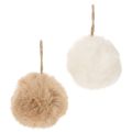 Floristik24 Pompon décoratif à suspendre, boule de fourrure duveteuse, 7 cm, lot de 6