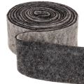Ruban en feutrine, sangle pour casserole, 100 % laine, gris/noir, 7,5 cm de large, 5 m de long | Floristik24.be
