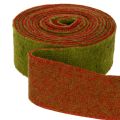 Ruban en feutrine bicolore pour dessous de plat, 100 % laine, rouge/vert, 7,5 cm de large, 5 m de long | Floristik24.be