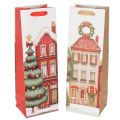 Floristik24 Sac cadeau bouteille maison de Noël et sapin de Noël 36 cm 2 pièces